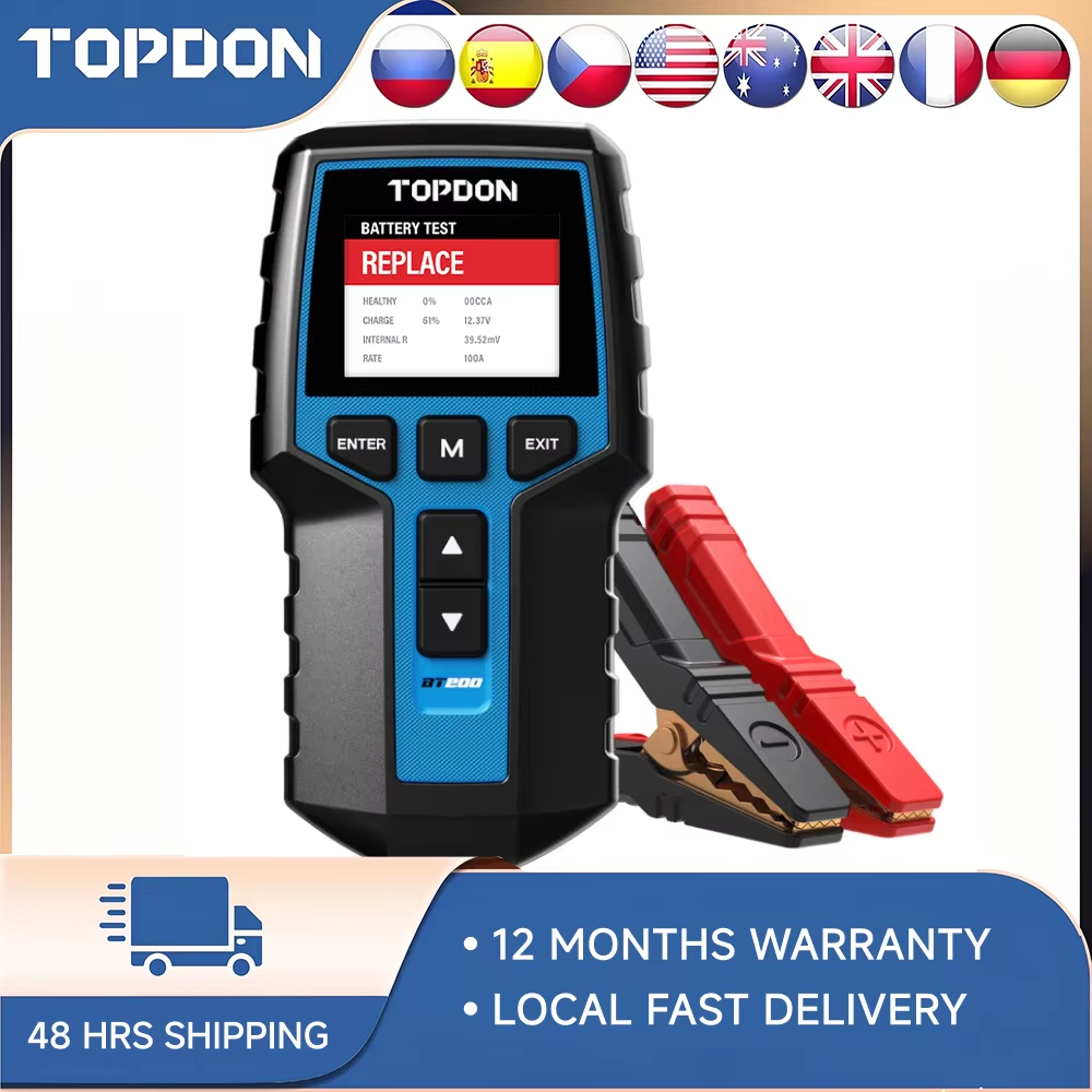 Topdon Tc001 Thermal Camera - เครื่องทดสอบแบตเตอรี่รถยนต์ TOPDON BT200, 12V/24V, เครื่องทดสอบโหลด 100-2000